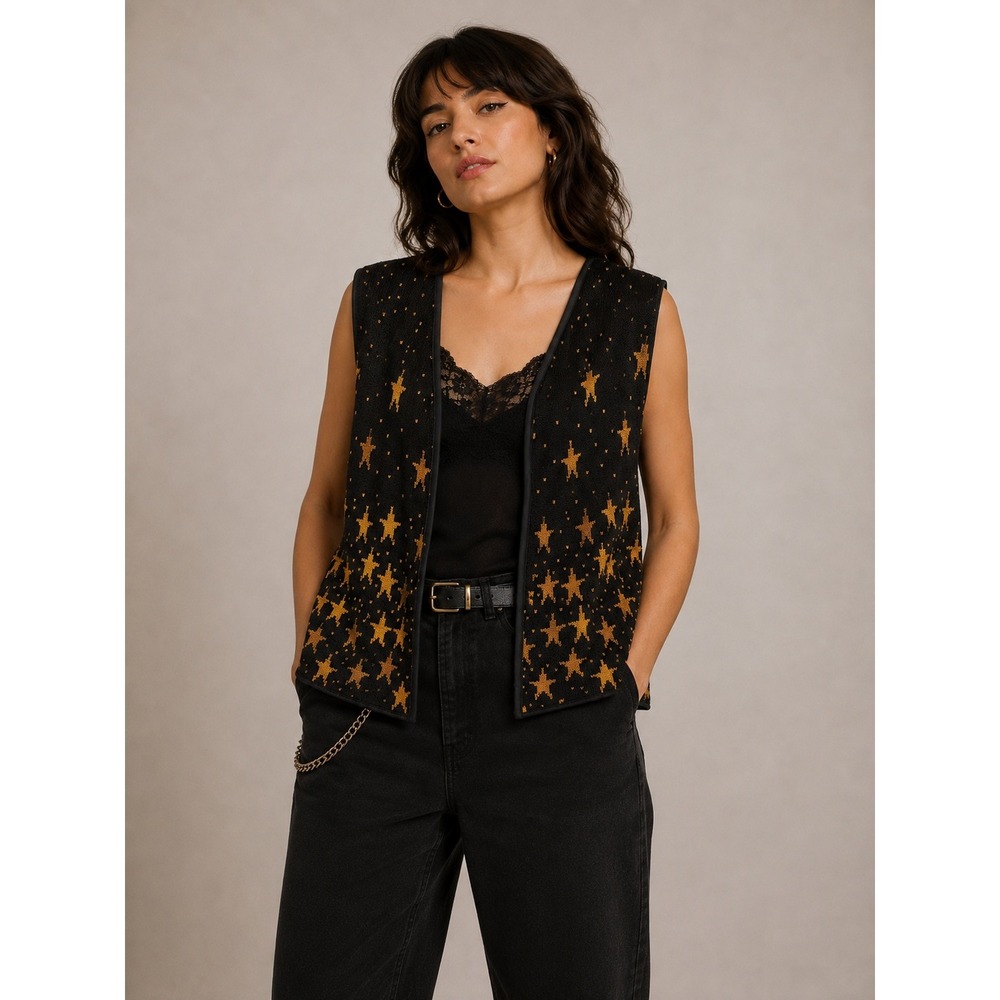 Summa Design Whimsigoth Star Sweater Vest L XL Witchy Intarsia 90s Celestial